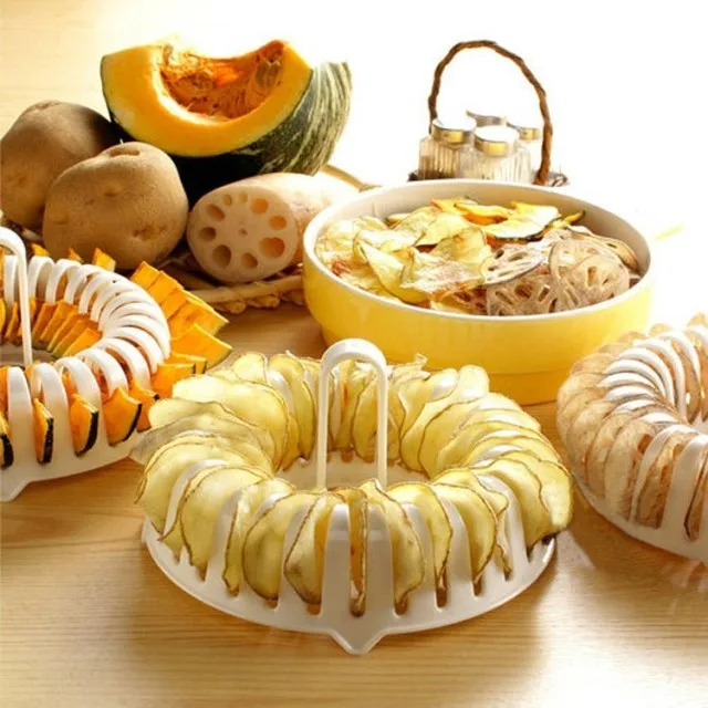 

Free Shipping Microwave Apple Fruit Potato Crisp Chip Slicer Snack Maker DIY Set Tray Kitchen Tool