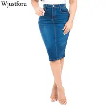 Wjustforu, повседневная, элегантная, джинсовая юбка, женская, o Boddycon, юбка-карандаш, для женщин, плюс размер, летняя, длинная, джинсовая юбка, рваные, Vestidos