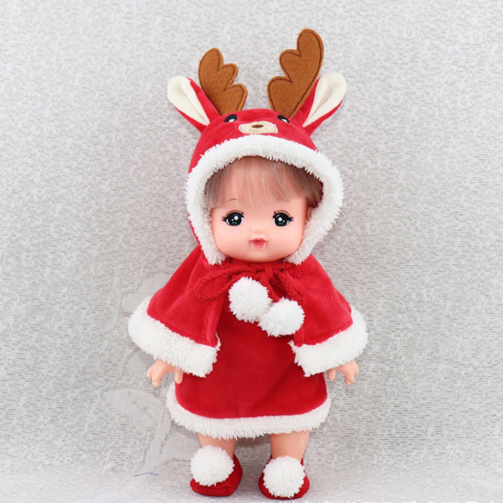 Handmade Reborn Doll Clothes Plush Cartoon Overcoat Dress Cloak Shoes Outfits For Mellchan Baby Doll Party Clothing Accessory