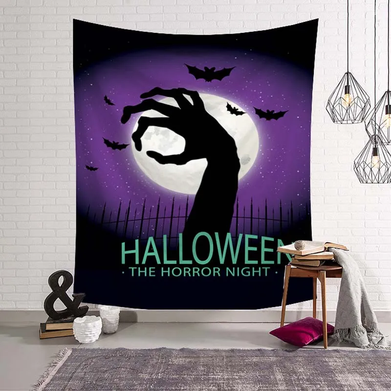 Halloween Horror Night Wall Hanging Tapestry Door Ornament Haunted House Trick or Treat Psychedelic Party Decoration Blanket