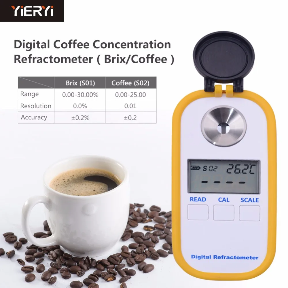 

yieryi 0-30% brix TDS 0-25% Coffee Sugar Meter Concentration Refractometer Digital Portable Electronic Refractometer