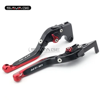 

For YAMAHA MT-10 MT10 FZ-10 2016-2017 Black+Red Motorcycle Adjustable Folding Extendable Brake Clutch Lever Logo MT-10