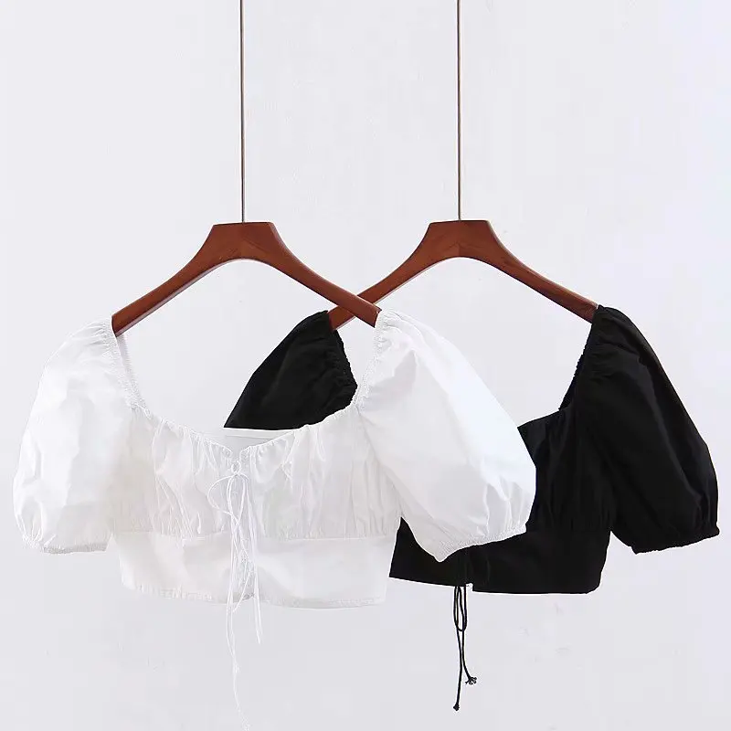 Женская блузка с перекрестными ремешками элегантная облегающая квадратным