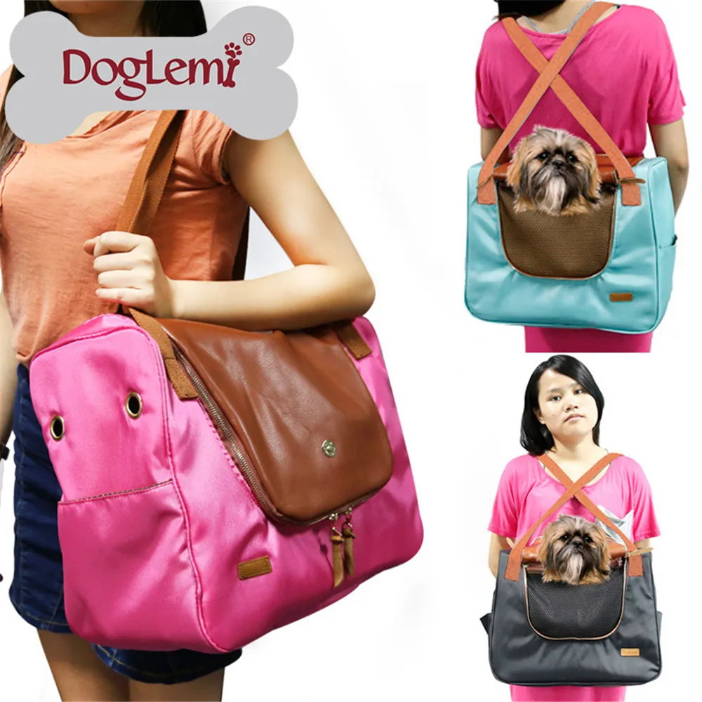 Dog Carrier Bag Windproof Pet Cat Carrier Bag PU Leather Quilted Dog