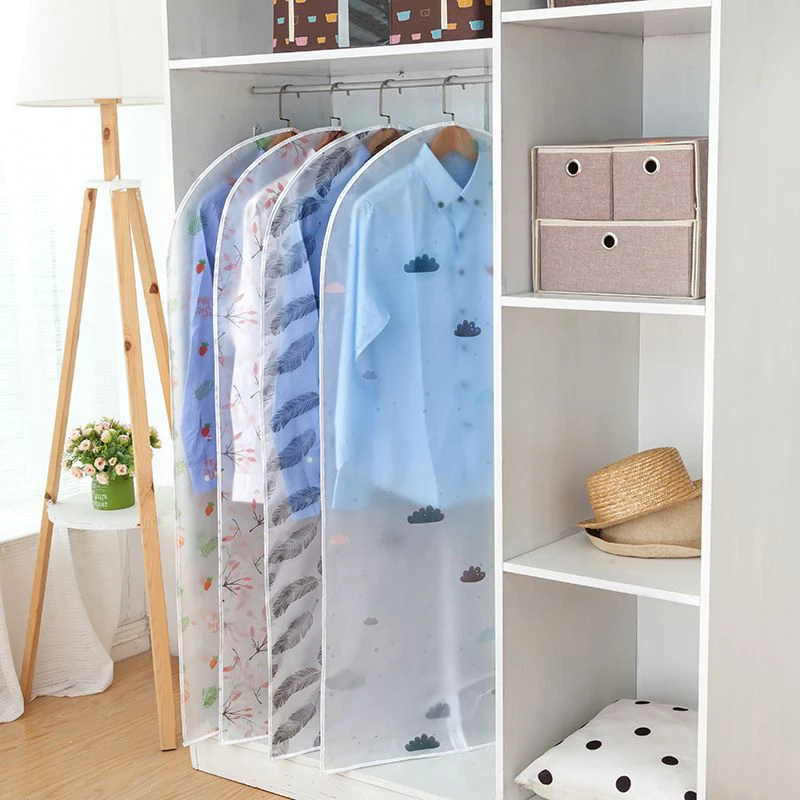 

Korean Printing Clothing Dust Cover Waterproof Transparent Dress Jacket Coat Suit Cover Bag Hanging Garment Dust Cover Zipper