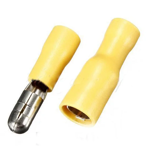 

100 x Male & Female Yellow Insulated Bullet Connectors Terminals 12-10AWG Wire