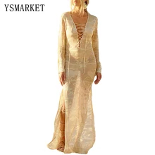 Новое летнее пляжное сексуальное кружевное платье с разрезом по бокам, кружевной кафтан, Прозрачное платье, купальный костюм, Пляжное Платье туника Q42152