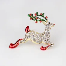 MloveAcc Enamel Rudolph Deer Brooches Pins Corsage Christmas Gifts New Year Fashion Women Rhinestones Christmas Brooch