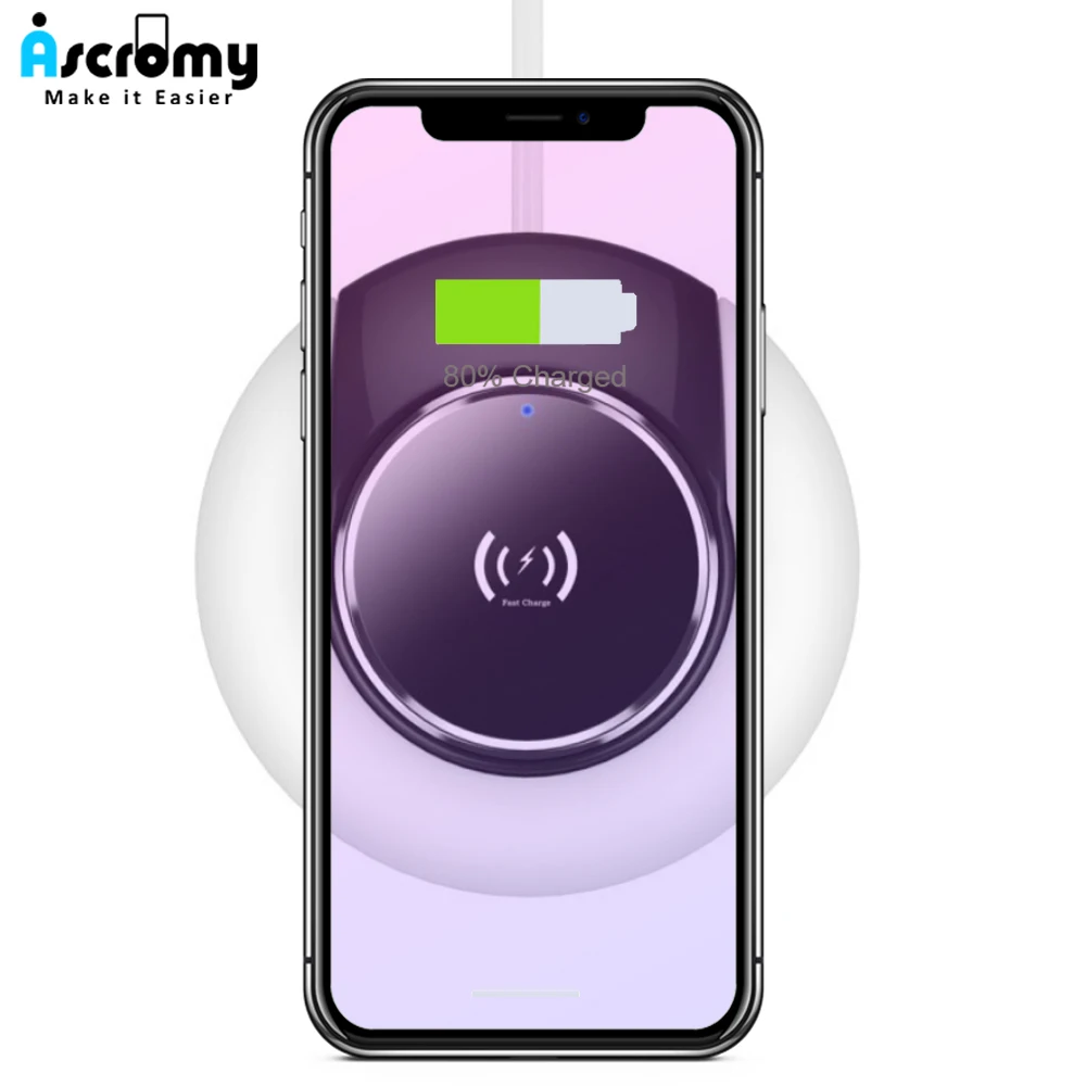 Мини ночник Ascromy 2 в 1 быстрая Беспроводная зарядная панель для iPhone Xs max xr 8 Samsung Note 9