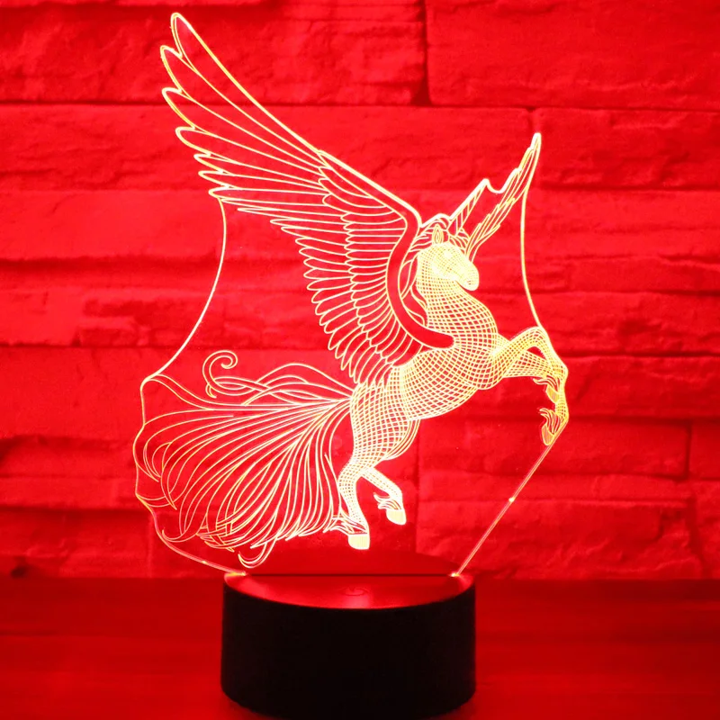 

3D LED Night Light for Running in the Sky Unicorn with 7 Colors Light Home Decoration Horse Lamp Amazing Visualization Optical