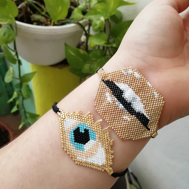 

SHINUSBOHO Female Bracelets & Bangles Handmade Weave Big Lip MIYUKI Seed Beads Bracelet for Women Fashion Jewelry Adjustable