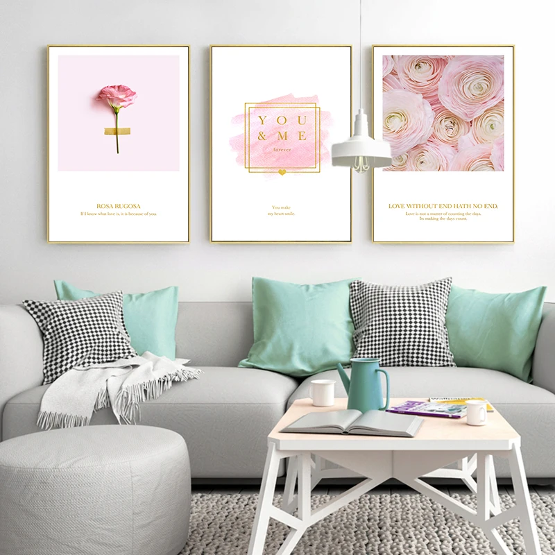 

Pink Flowers wedding decoration Canvas Art Painting Abstract Print Poster Picture Wall Restaurant Living Room Modern Home Decora