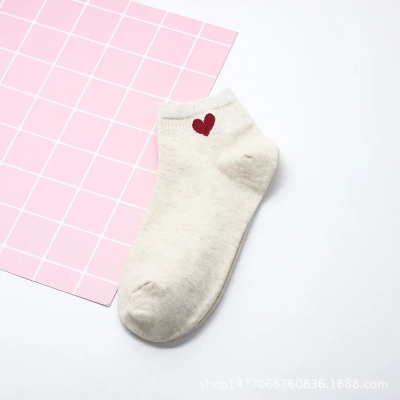 SP& CITY/японские однотонные женские носки с сердечками, милые хлопковые короткие носки в студенческом стиле, Нескользящие дышащие женские носки