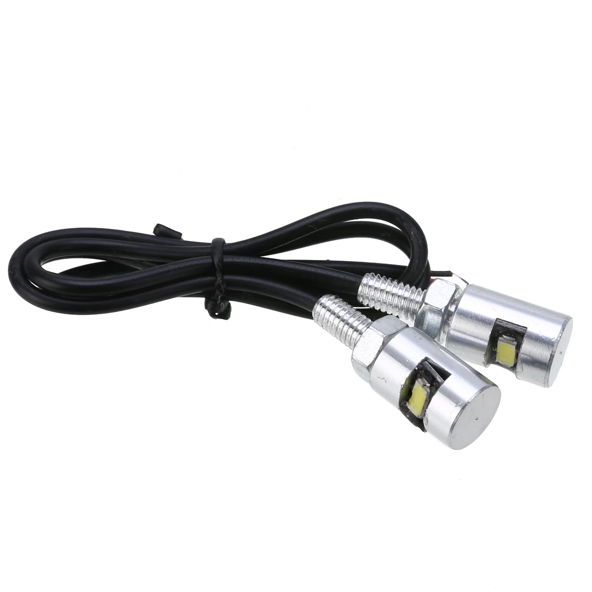 2pcs/set Chrome Car Motorcycle License Plate Screw Bolt Light Bulb Lamp Universal Moto DC12V 0.24W White SMD LED 17*12*12mm