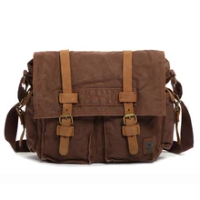 Новая мужская хлопковая холщовая кожаная сумка Menssenger через плечо, дорожная сумка для ноутбука, повседневная школьная сумочка