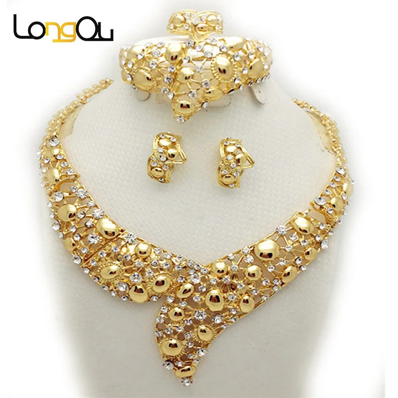 

Women indian wedding jewelry sets Gold-color Party Bridal Accessories Costume jewelry sets Necklace Earrings Jewelry Sets