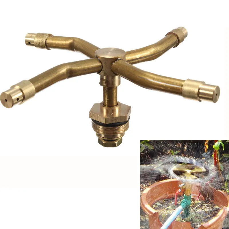 

4 Ways 1/2" Brass Misting Garden Lawn Sprinkler Irrigation Fountain Nozzle 360 Degree Rotary Spray Head Garden Sprinkle