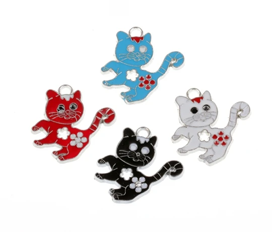

Mixed Vintage Silver Enamel Animal Cat Charms Pendant For Jewelry Making Bracelet Necklace Crafts Handmade Accessories Hot Z48