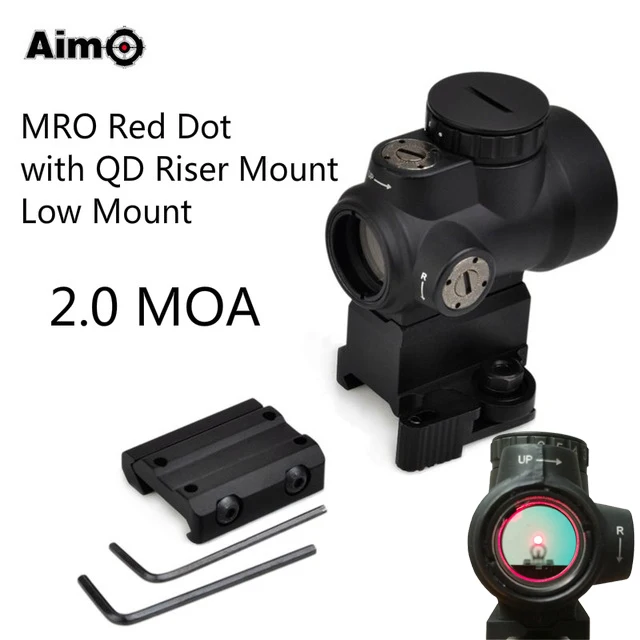 

Aim-O MRO Rifle Scope Optical Weapon Sights Red Dot with QD Riser / Low Mount 2.0 MOA AO5087
