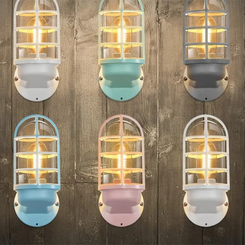 Baratos Nórdico caramelo multicolor dormitorio pared luz macarrones Sala luces diseñador Baño Luz Decoración de la cafetería