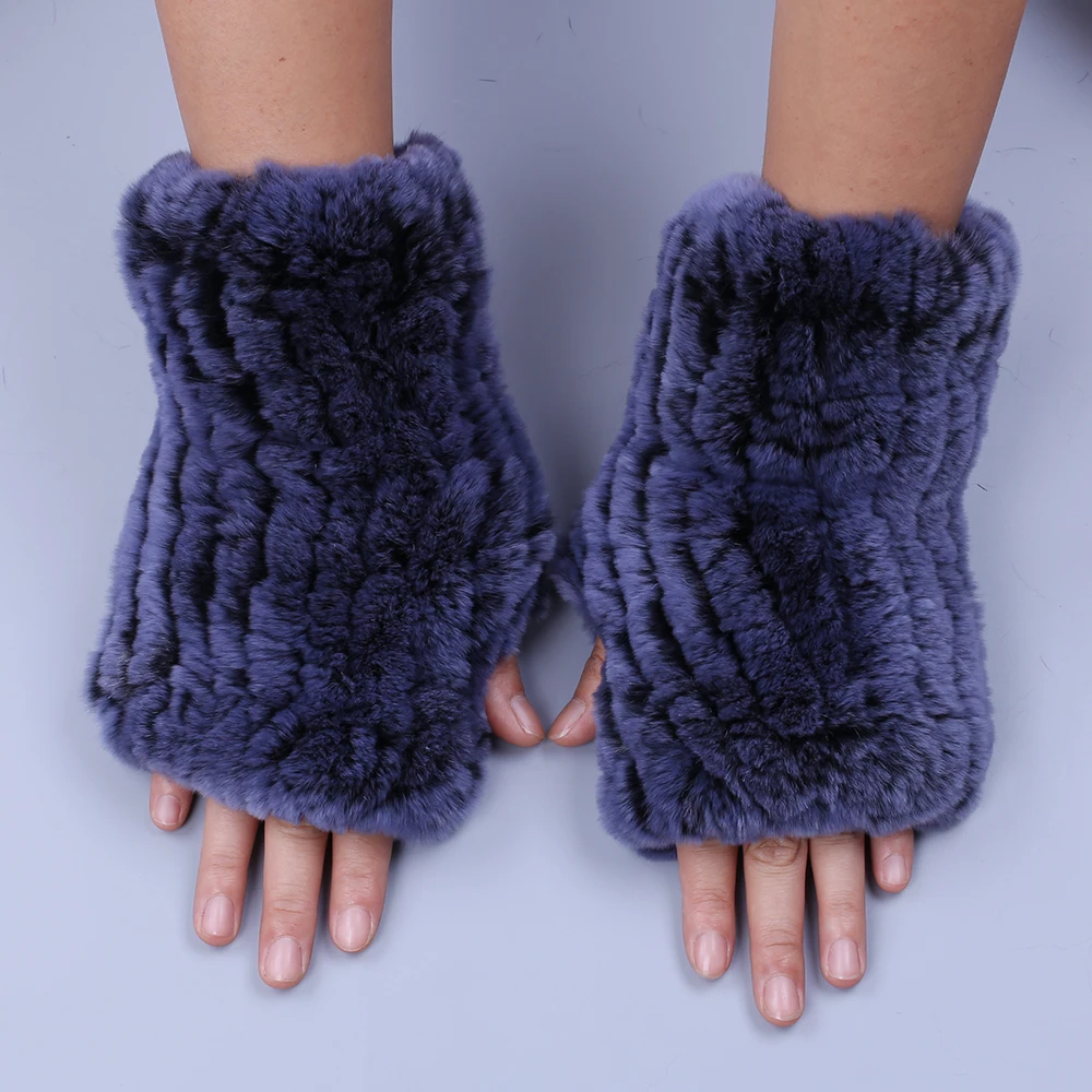 

2019 Fashion Real Rex Rabbit Fur Women's Winter Gloves Genuine Fur Mittens Girl Fingerless Gloves Wrist Warmer Elastic Fluffy