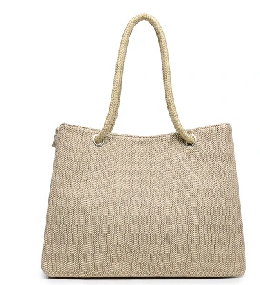 Fashion Women Linen Handbag Large Shopping Tote Holiday Big Basket Bags Summer Beach Bag Woven Beach Shoulder Bag JXY550 Khaki