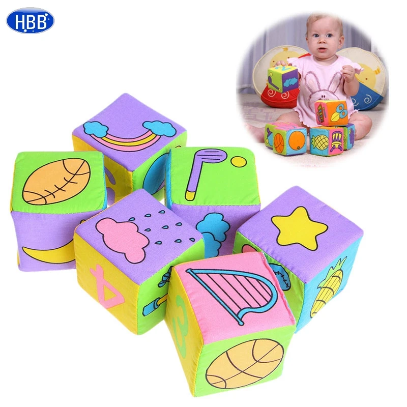 Kids Infant Baby Soft Cloth Building Blocks Educational Toys Rattles 6pcs/Set-TwFi baby-building-blocks