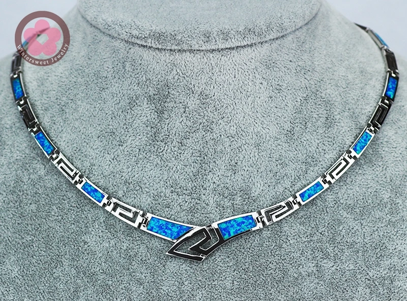 JZN0006 ожерелье в форме галстука, уникальный дизайн, высокое качество, голубой опал, драгоценный камень, серебряное ожерелье для шарма, женское ювелирное изделие, рождественский подарок