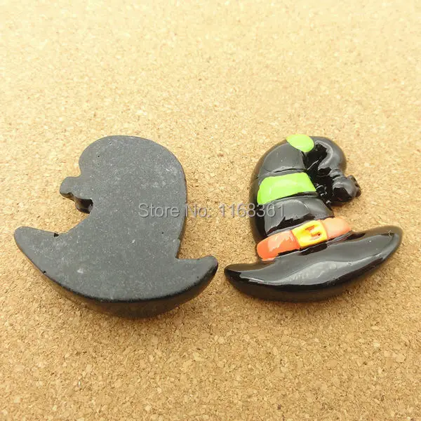 1pcs/lot resin flat back Halloween black Wizard hat 28mm Cabochons Scrapbooking Hair Bow Center DIY Christmas decration C118-4