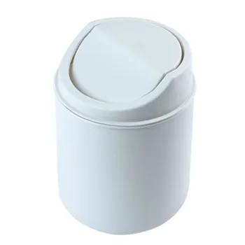 

1 Pc Countertop Mini Trash Can Swing Lid Removable Cover 13x16.5cm White Gray Table Wastebasket for Home FPing