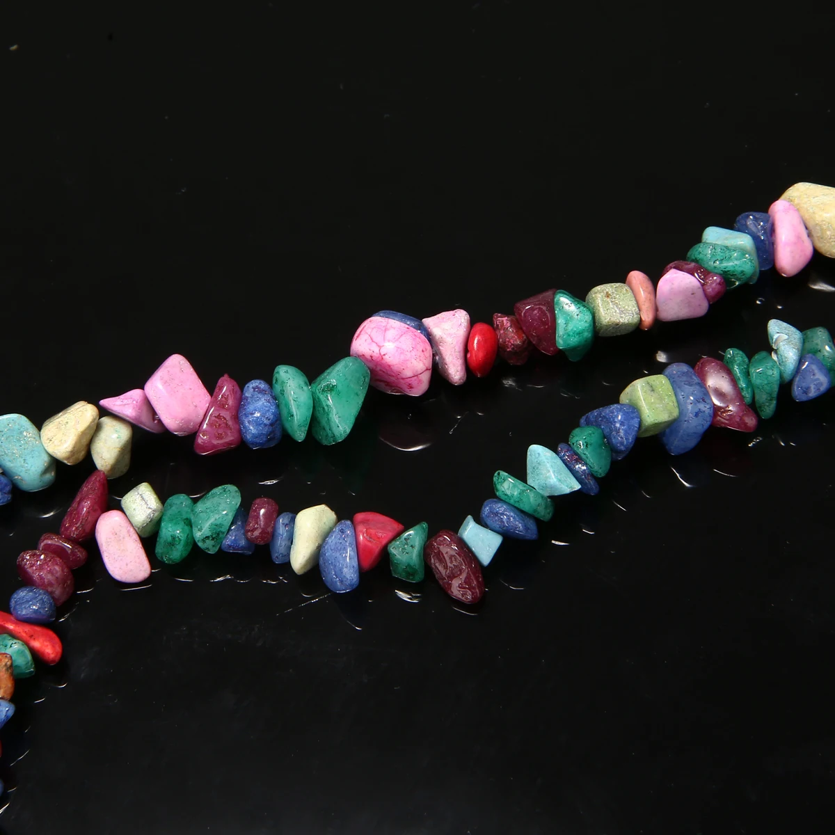 New About 60g Gemstone Gravel Bead Mixed Color Jewelry Beads for Home Party Decor Ornaments Stone Craft DIY Gift 84cm Long