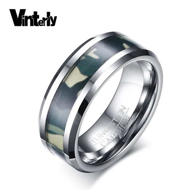 Vinterly Men S 8mm Anel Masculino Punk Camo Camouflage Tungsten Vinterly Men S 8mm Anel Masculino Punk Camo Camouflage Tungsten Wedding Bands Ring For Jewelry