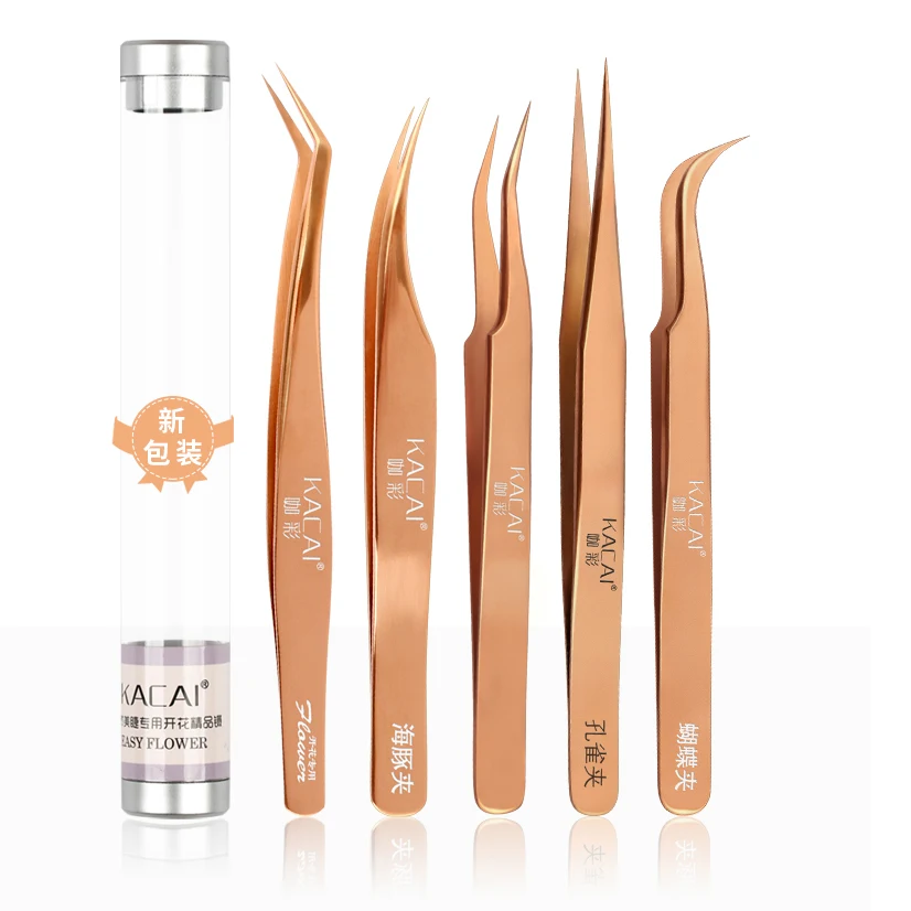 KACAI stainless steel Mink eyelash extension tweezers professional