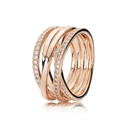 Новый 100% стерлингового серебра 1:1 гламур 180919CZ Роза переплетены кольцо оригинальный для женщин Свадебные модные украшения 2019