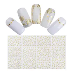 1 большой лист ногтей 3D стикер Клей Золотая Снежинка 12 моделей маникюр ногтей переводная наклейка