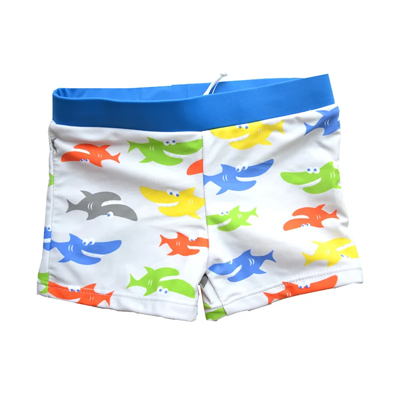 

New Model Boy Trunks Fit 2-12 Y White with Fish Pattern kids Boys Quick-drying Swimwear Children Swimming Swim Wear Bathing