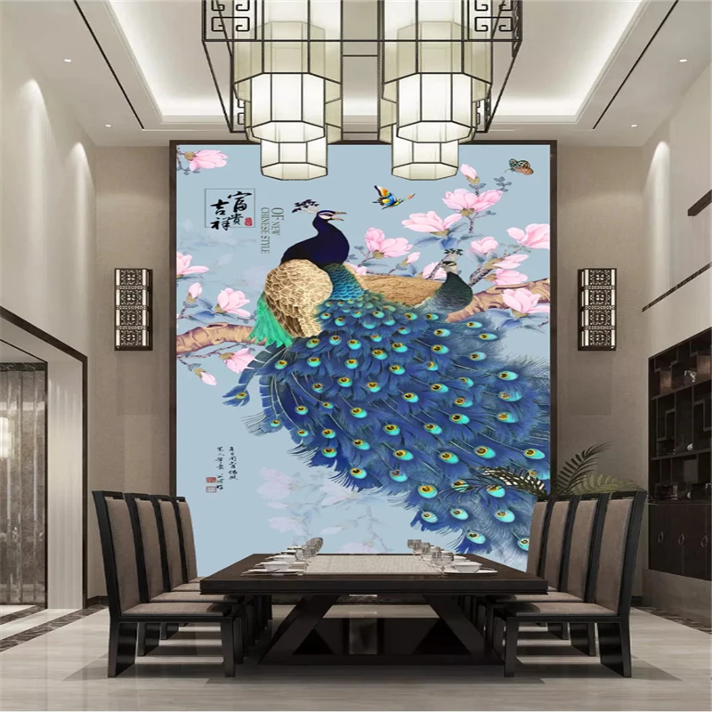 Beibehang новый классический Личность обои китайский стиль ручка синий павлин Магнолия птица крыльцо задний план обои для стен