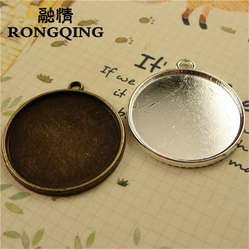 RONGQING 25mm 40pcs/lot 3 colors Circular Retro Tray DIY Accessories Wholesale Craft | Украшения и аксессуары