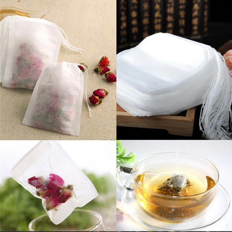 100Pcs/Set Non-woven Fabrics Tea Bags Infuser Filter Paper Empty Scented With String Seal 6*8cm | Дом и сад