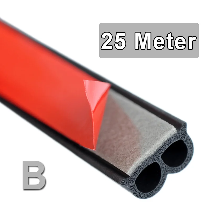 Тип B уплотнение двери автомобиля ветрозащитный шумоизоляция уплотнители края Epdm Резиновая полоса багажника звукоизоляция Авто двери уплотнения - Цвет: 25 meter B type