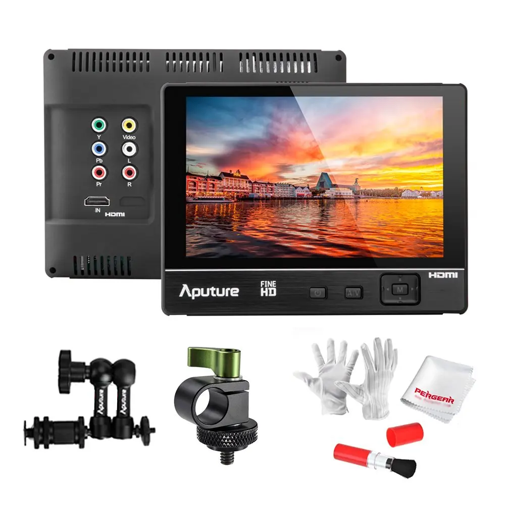 

Aputure VS-2 FineHD 1920*1200 LCD 7" Field Monitor with Sunshade +Battery +Monitor Arm +15mm Rod Clamp and Pergear Cleaning Kit