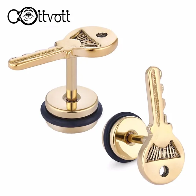 2pcs Lot New Key Shape Earring Studs Cartilage Tragus Ear Piercing 2pcs Lot New Key Shape Earring Studs Cartilage Tragus Ear Piercing Hypoallergenic Stainless Steel Barbell