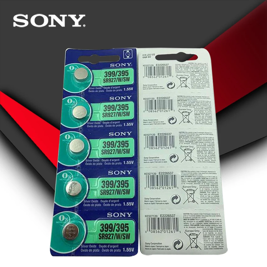 2 шт. sony 395 SR927SW 399 SR927W LR927 AG7 1,55 V батарея для часов SR927SW 395 кнопочная монетница Сделано в Японии