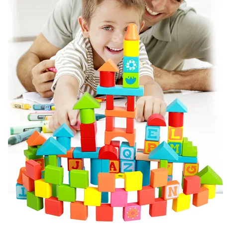 Model Building Kits Models & Building Toy Wooden Building Blocks 82 pieces Letters Printed Blocks montessori toys kids toys