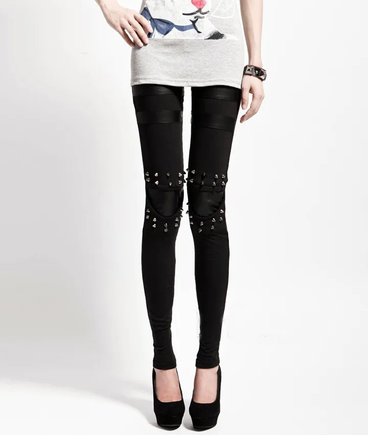 Женские брюки в стиле хип хоп Готическая шнуровка облегающие карандаш из