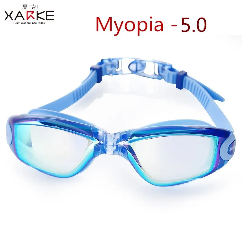 XK1602-Blue -5.0 XARKE оптические очки для плавания, по рецепту, очки для плавания, очки для бассейна, близорукость, очки для плавания, диоптрий, анти-туман, силиконовые очки для плавания - Цвет: XK1602-Blue -5.0