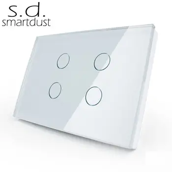 

Smartdust US Standard Home Kit Switch 4 Gang 1 Way Touch Button Switch Glass Panel interrupteur Villa Home Light Wall Switch