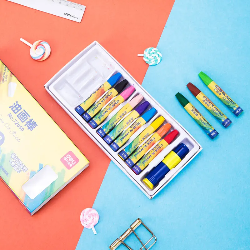 Oil Pastels Deli 72050 Color oil pastels paiting stick crayon drawing pens pencils student children 12-36 colors optional