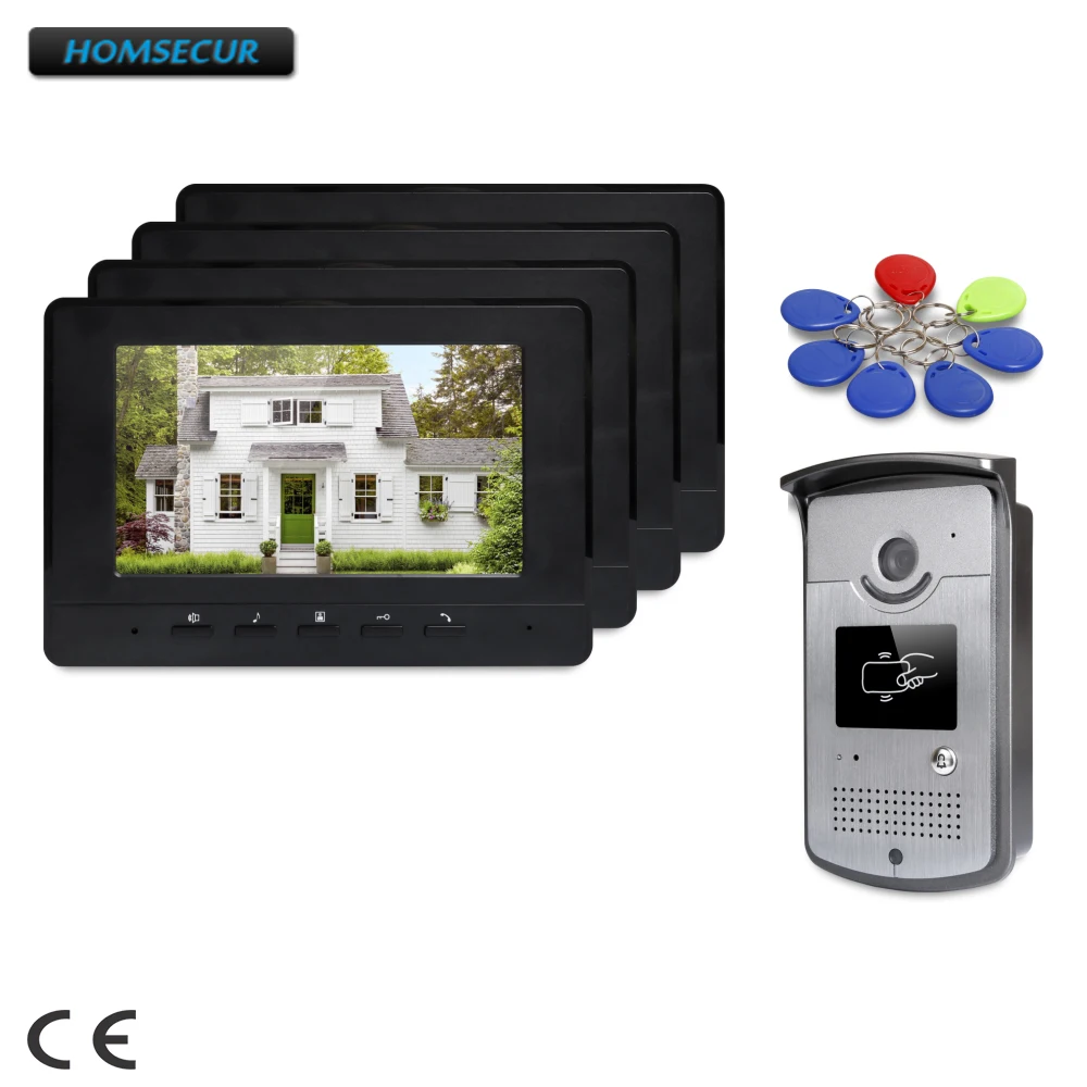 

HOMSECUR 7inch Video Door Entry Call System with Keyfobs Unlocking Camera for House/ Flat XC001+XM707-B