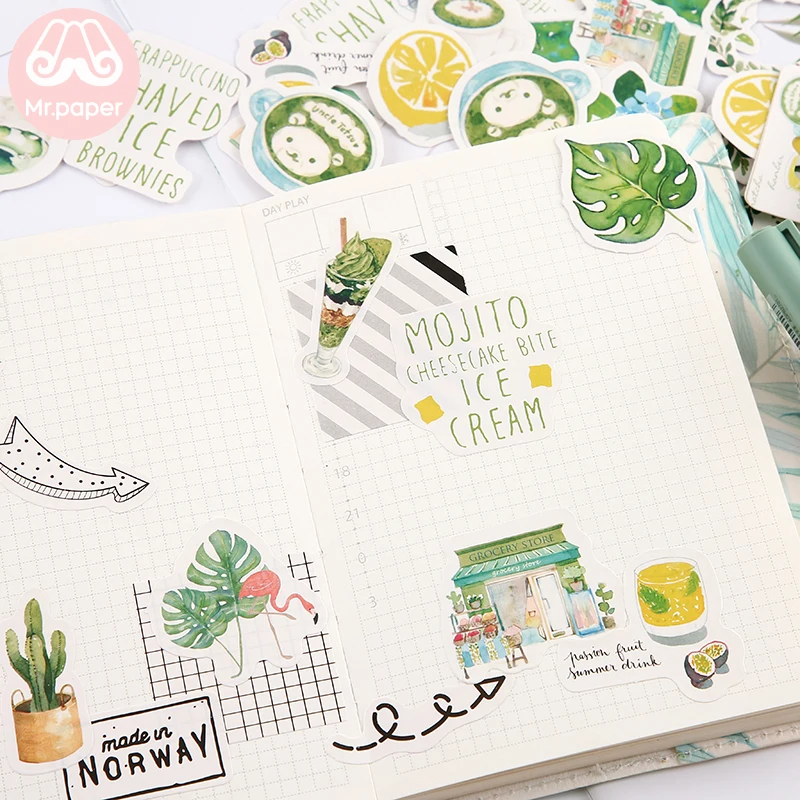 Mr.paper 46Pcs/box Cute Diary Stickers Scrapbooking Girl Generation Series Planner Japanese Kawaii Decorative Stationery Sticker